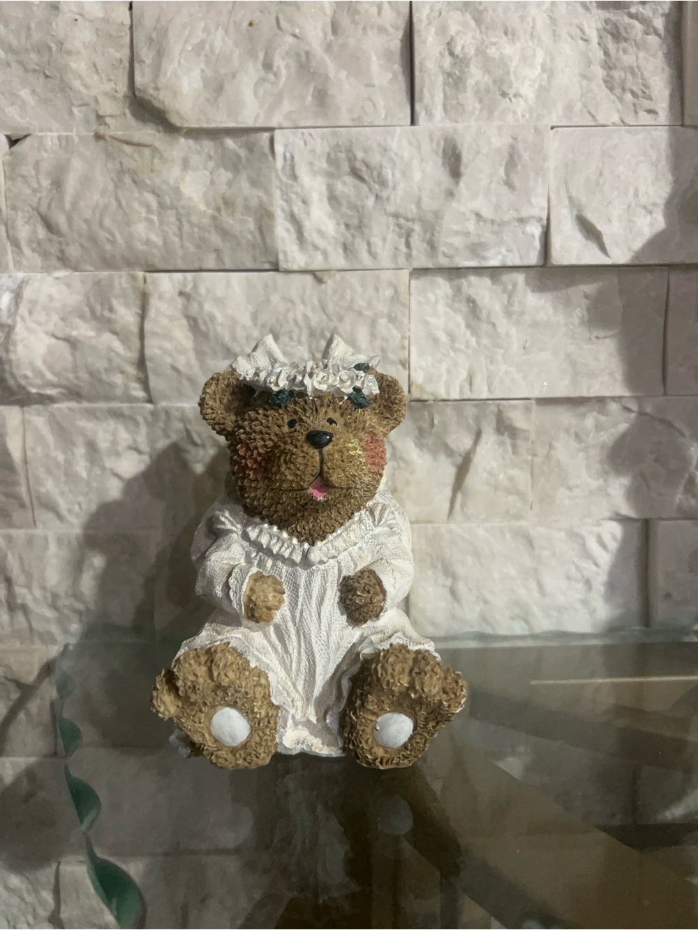 Bride Brown Bear collection Figurine in White Dress - Decorative Home Accent